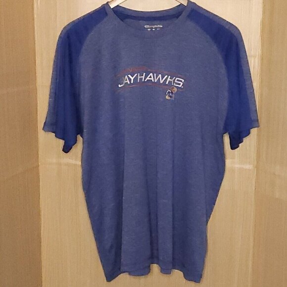 Champion Mens University Of Kansas Blue Activewear Short Sleeve Shirt 2XL - Picture 1 of 6